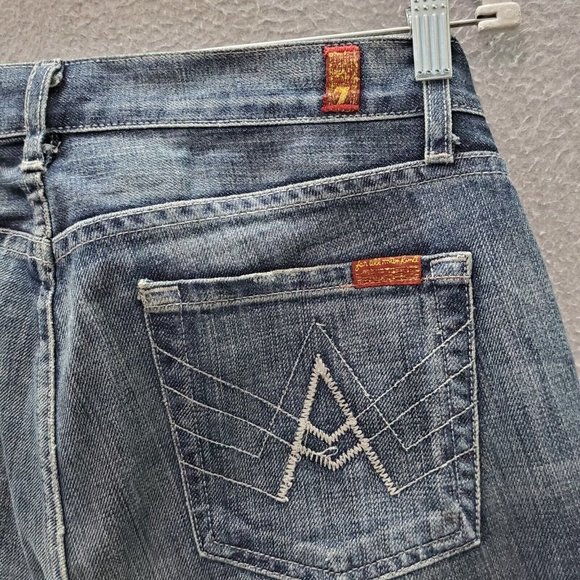 7 For All Mankind Women Jeans 30 Denim Bootcut‎ Pockets Mid Rise 28" Inseam READ - Picture 9 of 11